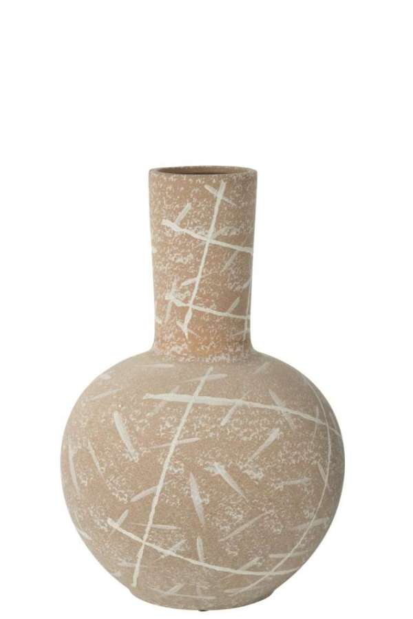 VASE DUNE GLOBE STONEWARE BEIGE/WHITE