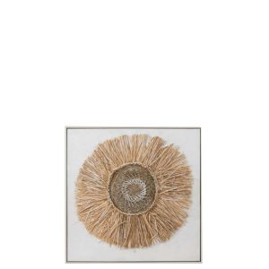 WALL DECORATION IBIZA CIRCLE CANVAS/PAINT CREAM/WHITE SMALL