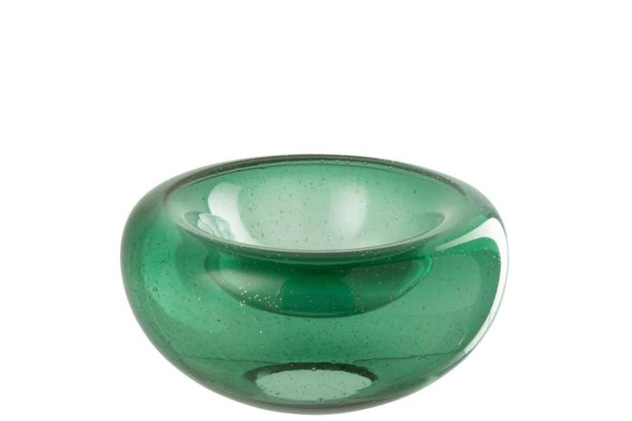 DECORATIVE BOWL CAROL GLASS EMERALD GREEN SMALL