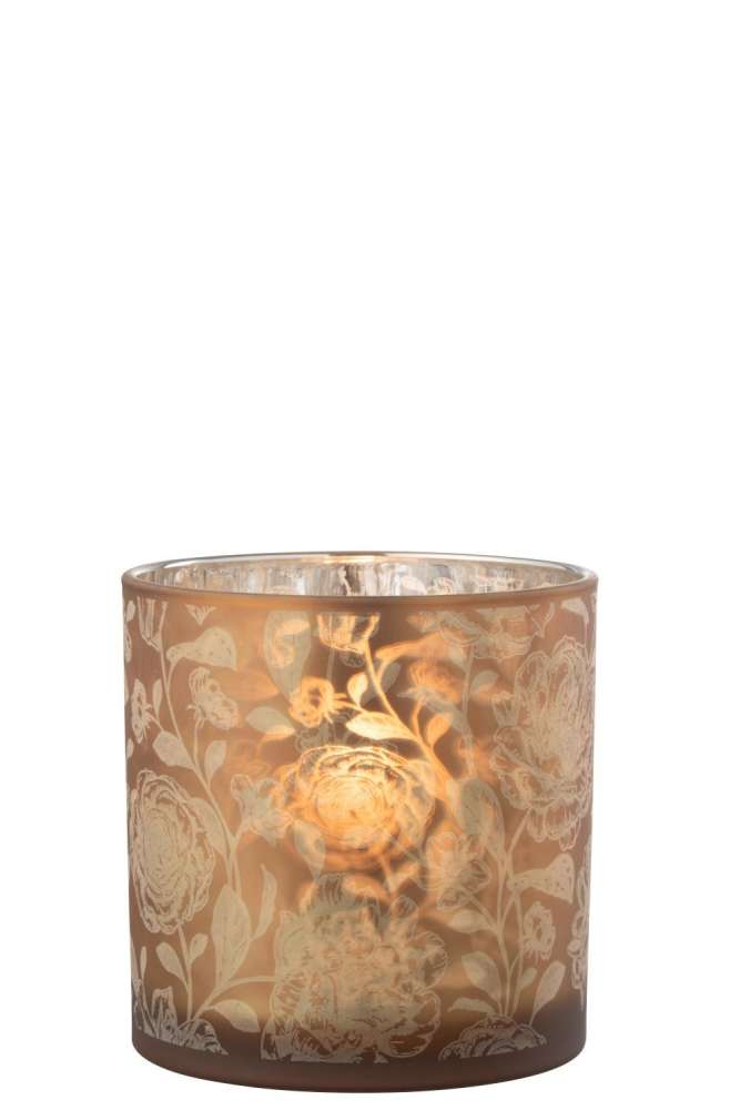 HURRICANE FLOWERS GLASS MAT BROWN/SILVER LARGE