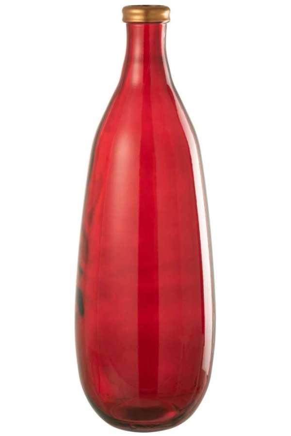 VASE GOLD RIM GLASS RED LARGE