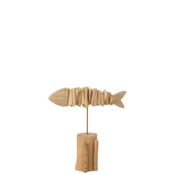 FISH SKELETON ON STAND WOOD NATURAL LARGE