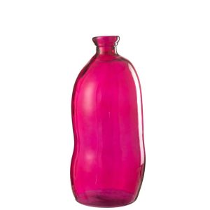VASE OVAL GLASS FUSCHIA