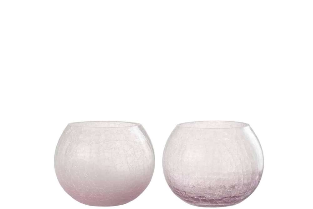 HURRICANE ORB CRAQUELURE GLASS PURPLE MEDIUM ASSORTMENT OF 2