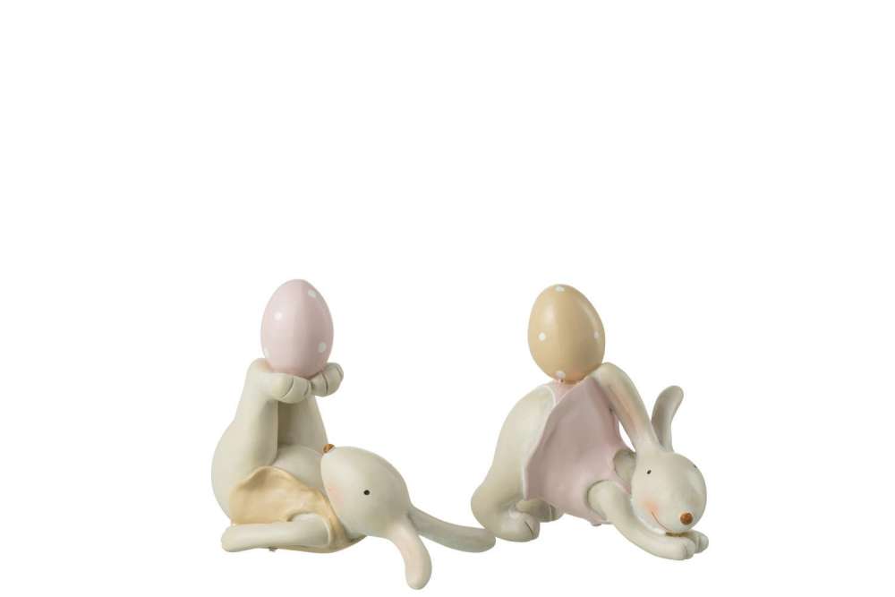RABBITS PLAYING EGGS POLY MIX ASSORTMENT OF 2