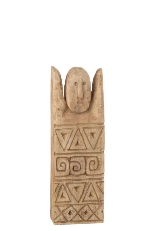 AFRICAN CARVED FIGURE HAPPY WOOD NATURAL