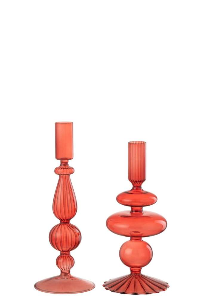 CANDLEHOLDER BOLLEN MIX GLASS RED