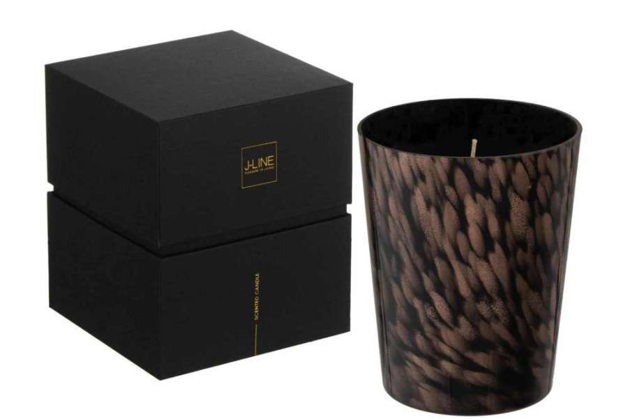 SCENTED CANDLE NOA SANDALWOOD BLACK/GOLD MEDIUM-68H