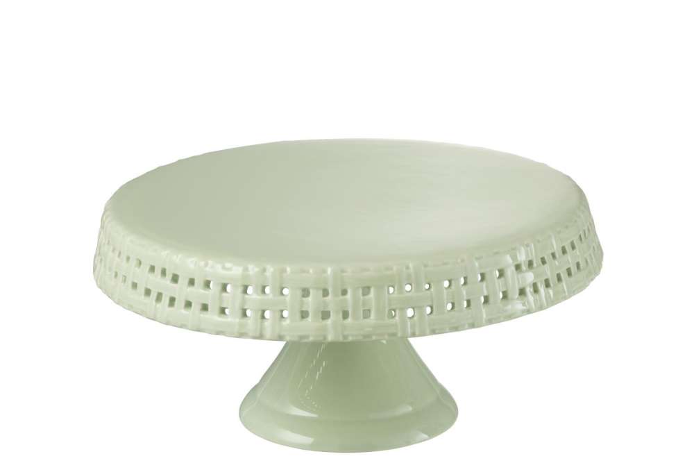 CAKE PLATE CERAMIC GREEN MEDIUM