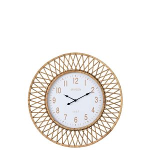WALL CLOCK WONDER RATTAN/PLYWOOD NATURAL/WHITE LARGE