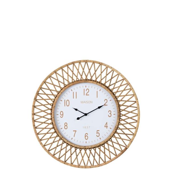 WALL CLOCK WONDER RATTAN/PLYWOOD NATURAL/WHITE LARGE