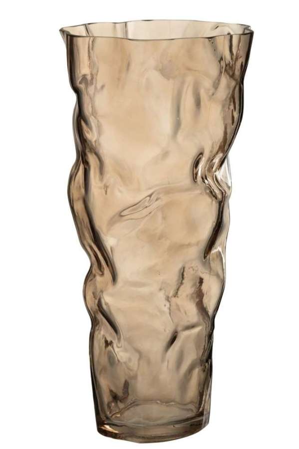 VASE CRACKLED  GLASS GRAY