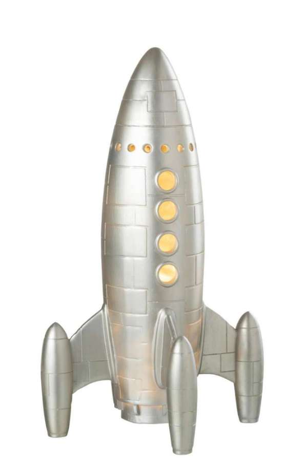 LAMP ROCKET RESIN SILVER
