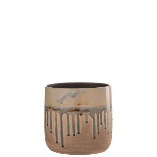 FLOWER POT DROPLET CERAMIC BEIGE/GREY MEDIUM