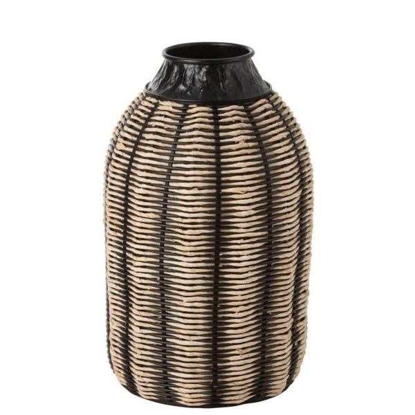 VASE DECORATION ROPE/RATTAN BLACK/NATURAL