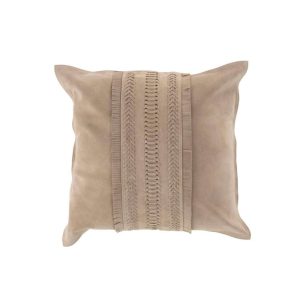CUSHION BORDER SQUARE LEATHER LIGHT GREY