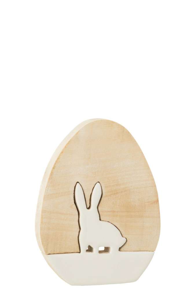 EGG WITH BUNNY WOOD WHITE