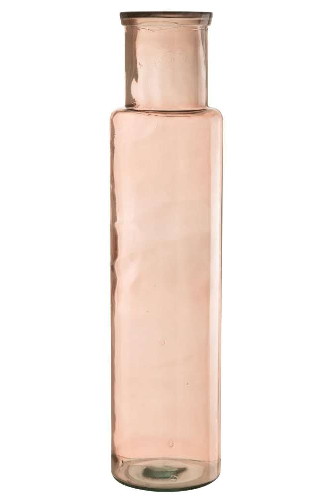 VASE CYLINDER GLASS LIGHT PINK LARGE