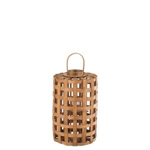 LANTERN CYLINDER POPLAR WOOD BROWN