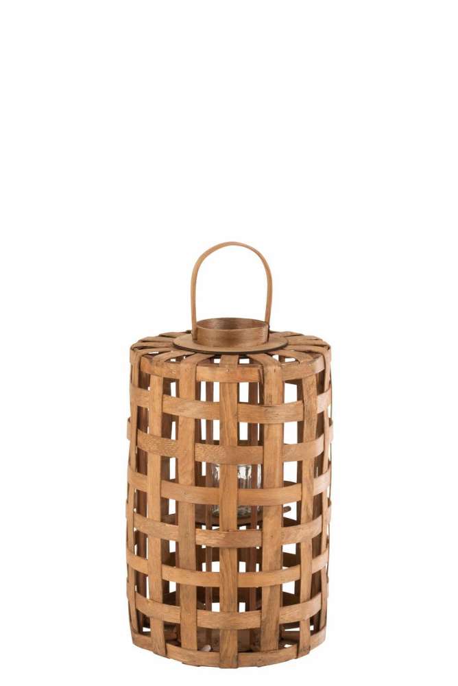 LANTERN CYLINDER POPLAR WOOD BROWN