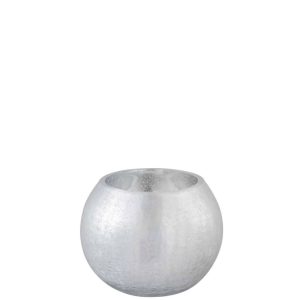 HURRICANE BALL CRACKLE GLASS MAT/SHINY SILVER MEDIUM