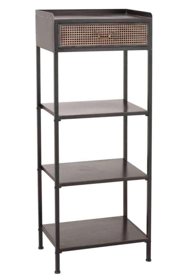 RACK 1 DRAWER+3 SHELVES METAL BLACK
