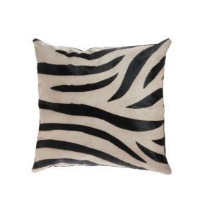 CUSHION ZEBRA LETHER/CANVAS BLACK