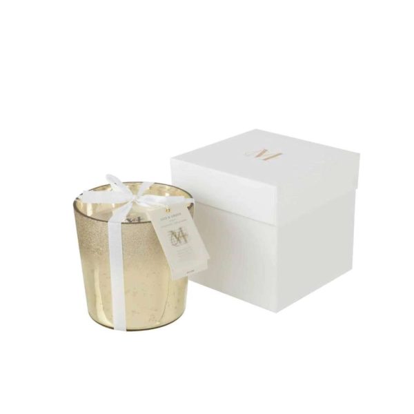 SCENTED CANDLE M-CHIC GLASS GOLD MEDIUM 80H
