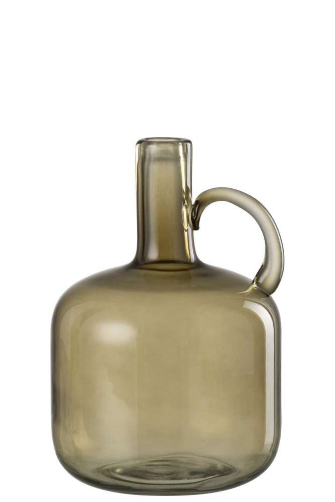 VASE 1 HANDLE GLASS GREEN