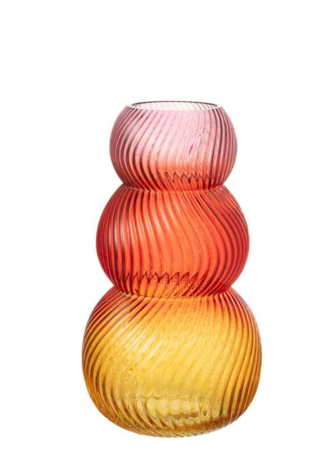 VASE AURORA  GLASS RED/YELLOW