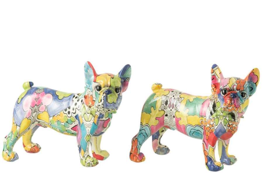 BULLDOG EYES STANDING POP-ART POLYRESIN ASSORTMENT OF 2