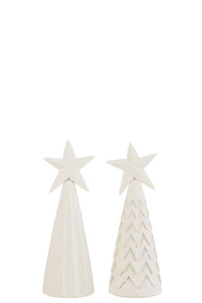 FIGURINES CHRISTMAS TREE WOOD WHITE SMALL ASSORTMENT OF 2