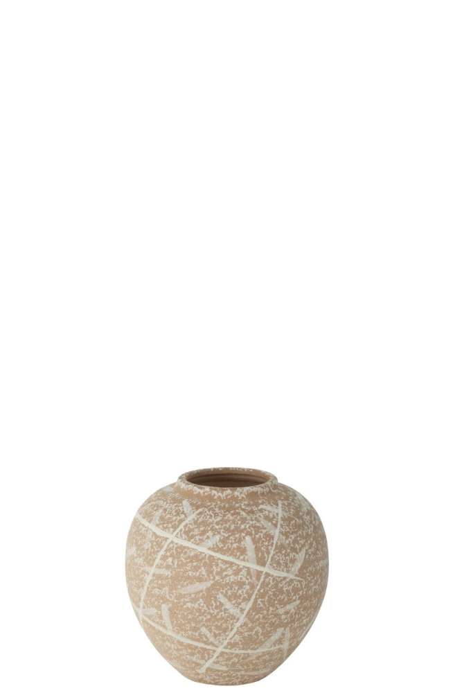 VASE DUNE ROUND STONEWARE BEIGE/WHITE