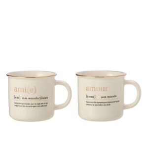 MUG MESSAGE AMOUR AMI CERAMIC GOLD ASSORTMENT OF 2