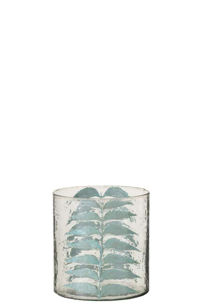 VASE BLUE LEAF GLASS SMALL