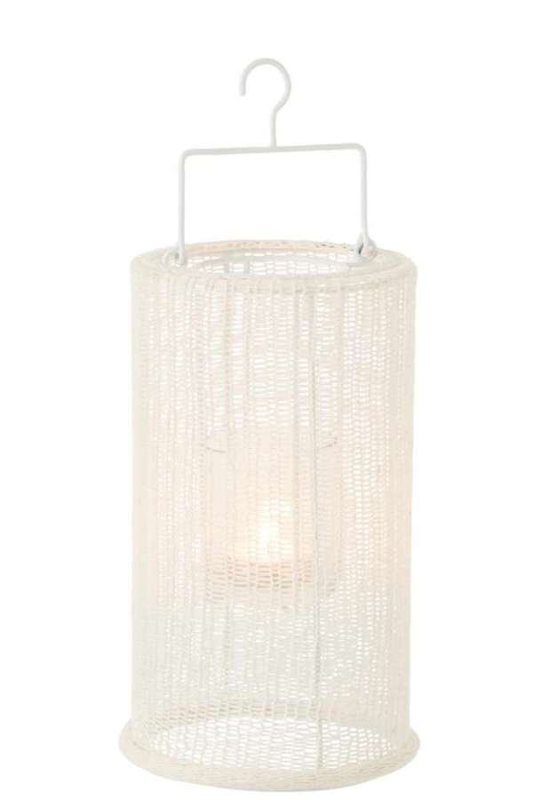 LANTERN HANGING CYLINDER METAL/POLYESTER WHITE LARGE