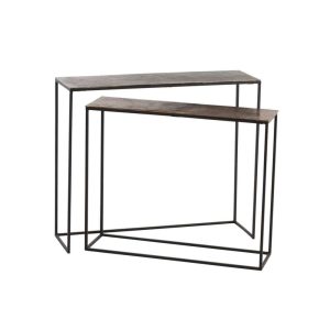 SET OF 2 CONSOLES RECTANGULAR ALUMINIUM BLACK/MIX