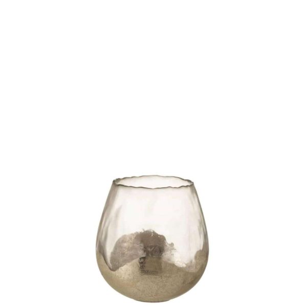 TEALIGHT HOLDER ZOE ROUND GLASS GOLD MEDIUM