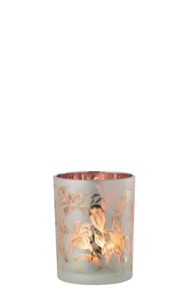 HURRICANE FLOWERS GLASS MAT WHITE/RED/GOLD MEDIUM