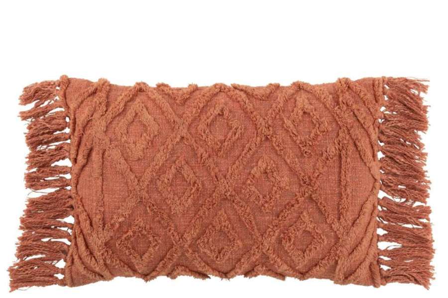 CUSHION TASSEL COTTON TERRACOTTA LONG