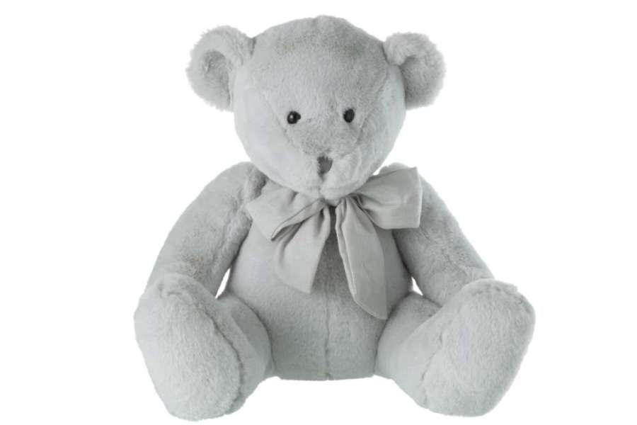 BEAR PLUSH WITH BOW TIE POLYESTER GREY LARGE