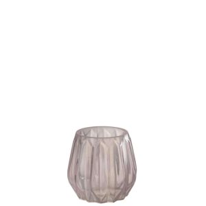 TEA-LIGHT HOLDER ANNA GLASS LIGHT PINK