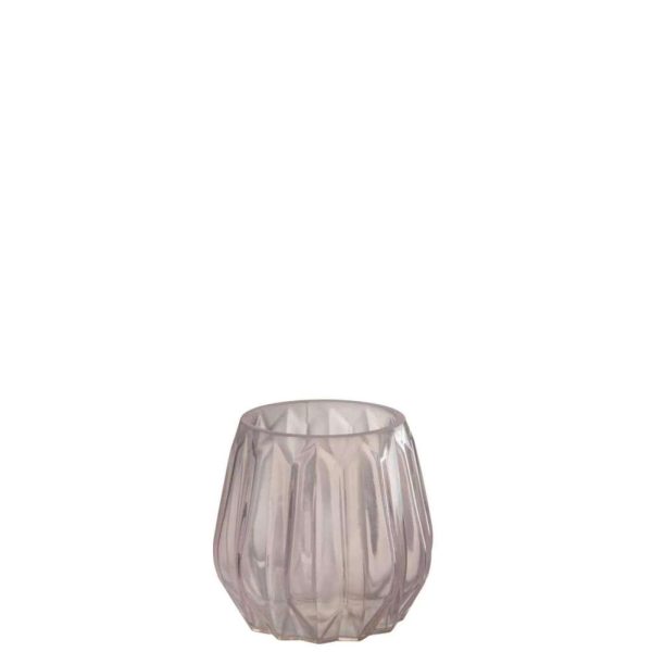 TEA-LIGHT HOLDER ANNA GLASS LIGHT PINK