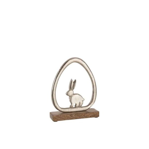 RABBIT EGG MANGO WOOD/IRON SILVER NATURAL