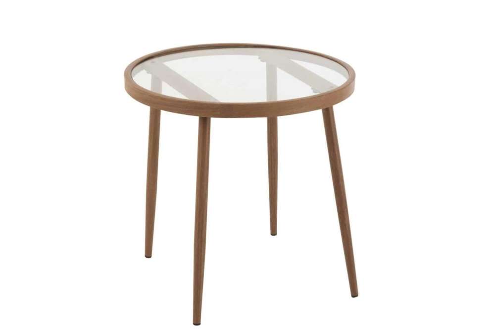 SIDE TABLE ROUND METAL/GLASS DARK BROWN