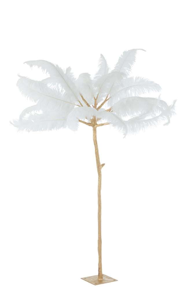 TREE FEATHERS STEEL GOLD/WHITE LARGE