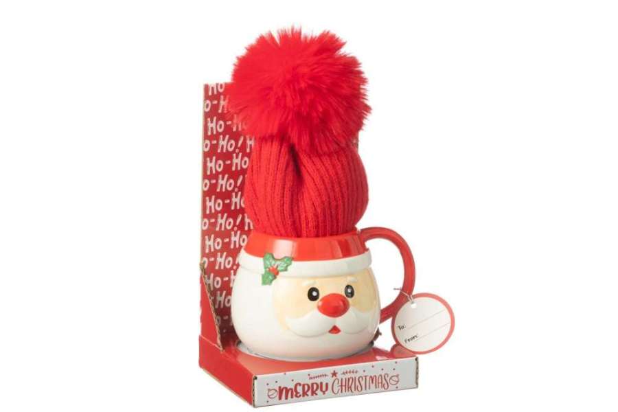 MUG+BEANIE SANTA IN GIFTBOX CERAMICS MIX
