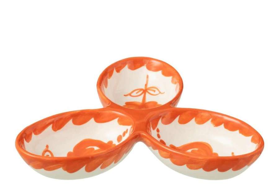 APERO DISH GRANADA CLOVER CERAMIC WHITE/ORANGE