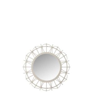 MIRROR ROUND BAMBOO LIGHT GREY