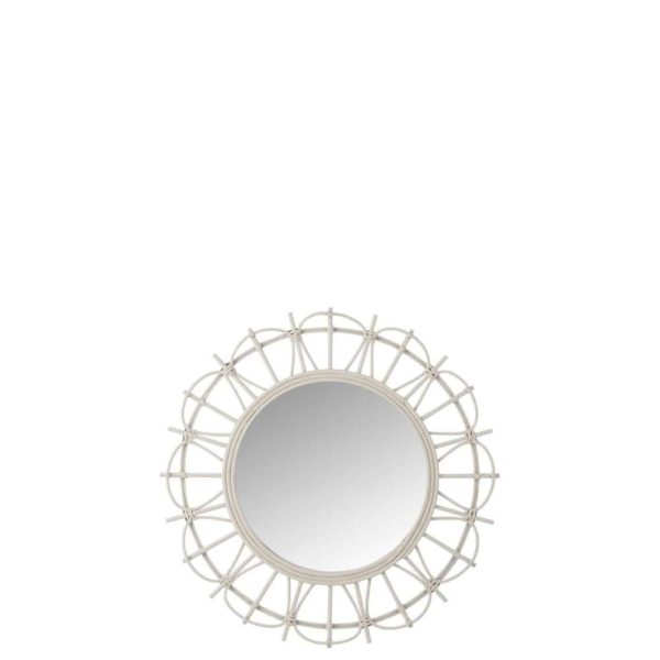 MIRROR ROUND BAMBOO LIGHT GREY